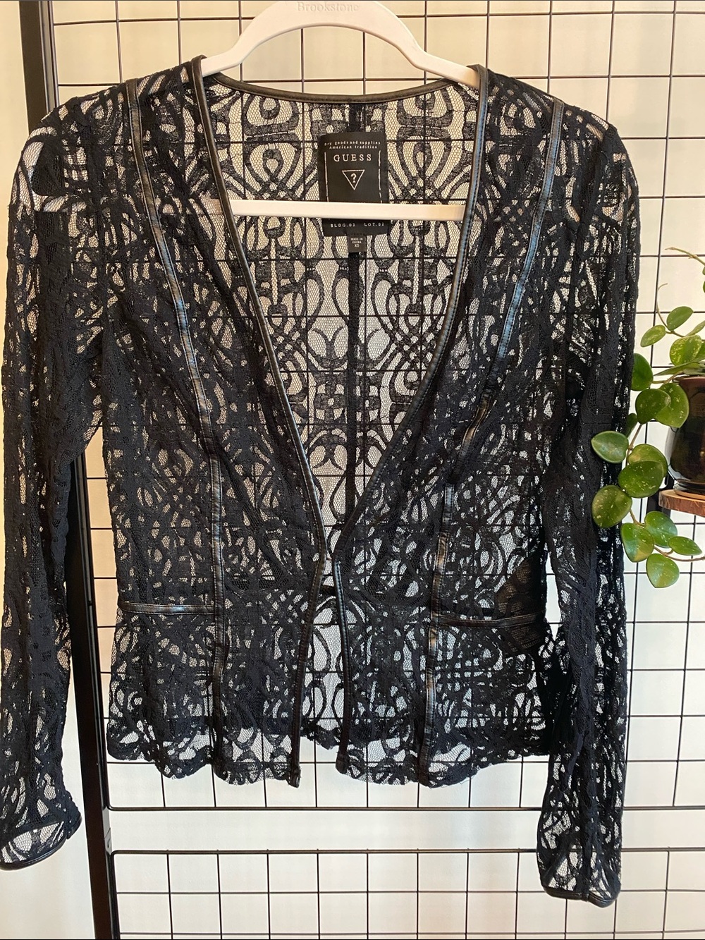 Vintage GUESS y2k Black Lace Long Sleeve Top